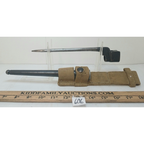 WWII CDN ENFIELD SPIKE BAYONET W/ SCABBARD & FROG