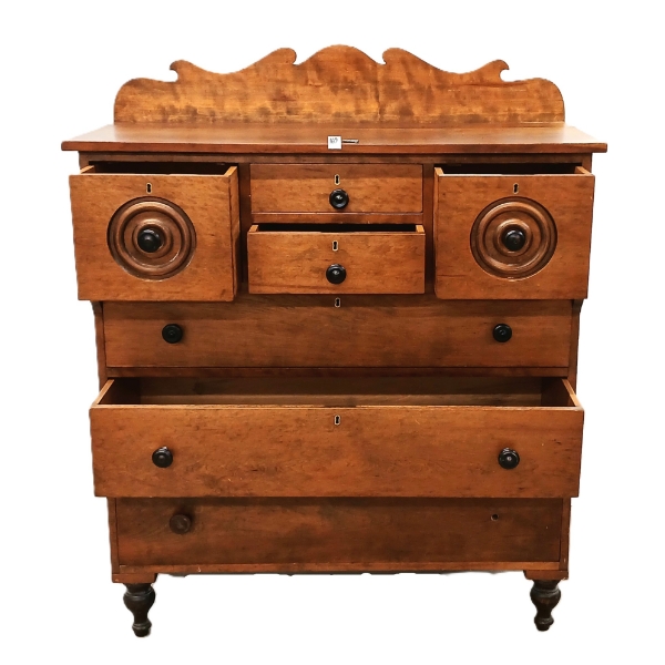 CHERRY (?) BONNET CHEST W/ KEY