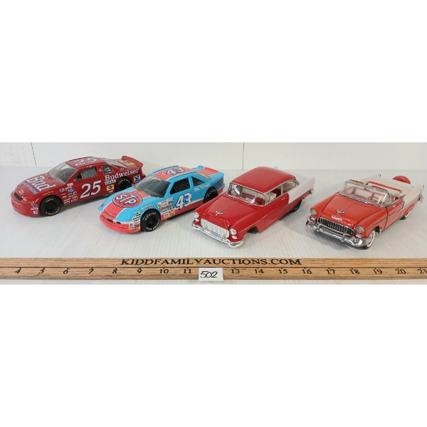 LOT OF 4 - FRANKLIN MINT & RACING CHAMPIONS DIECAST MODEL CARS - INCL NASCAR & BEL-AIR