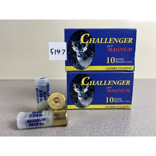AMMO: 20X CHALLENGER MAGNUM 12 GA 2-3/4IN 1-1/8OZ SLUGS 