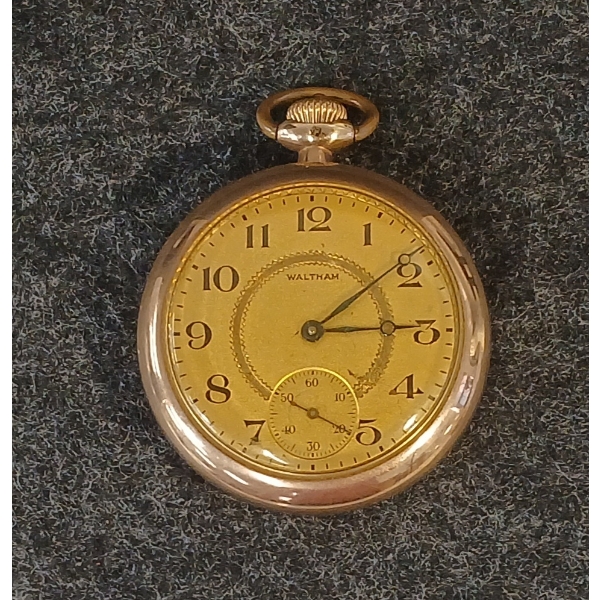 WALTHAM 7J 10K GOLD FILLED POCKET WATCH - GRADE NO. 610 - MODEL 1908