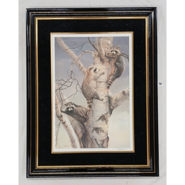 FAMILY OF RACCOONS BY LIZ LESPERANCE (PRS CDN ARTIST) - FRAMED PRINT