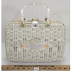 Image 1 : LUCITE & WICKER WOVEN HAND BAG