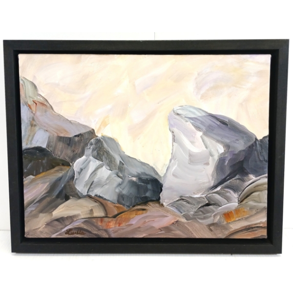 "SENTINELS" BY LUELLA THOMSON (1934 - 2025) - FRAMED ACRYLIC ON CANVAS