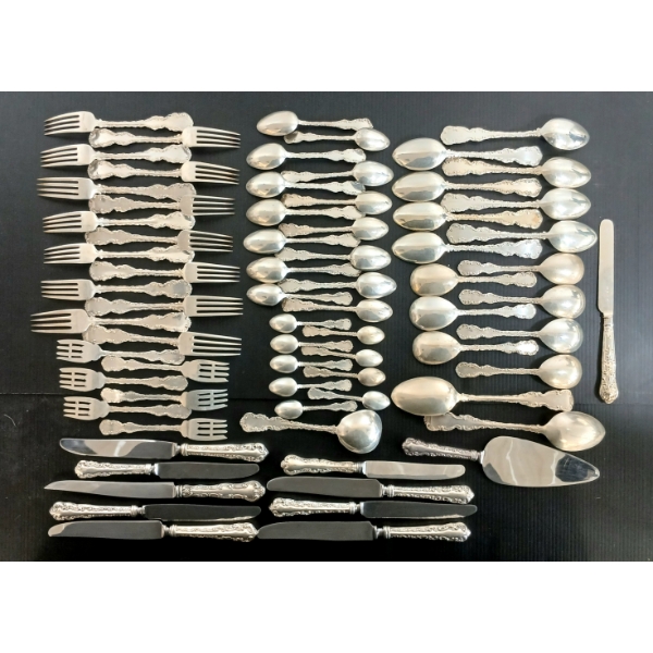 STERLING SILVER FLATWARE SET W / DISPLAY CASE