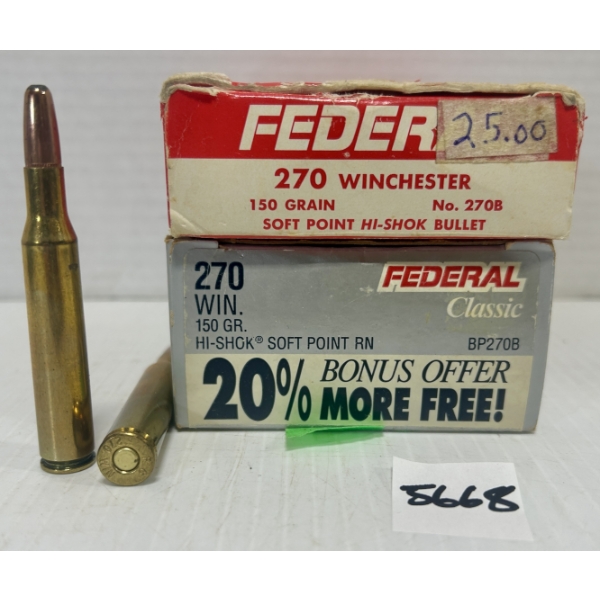 AMMO/BRASS: 30X LIVE & 3X BRASS FEDERAL .270 WIN 150GR. 