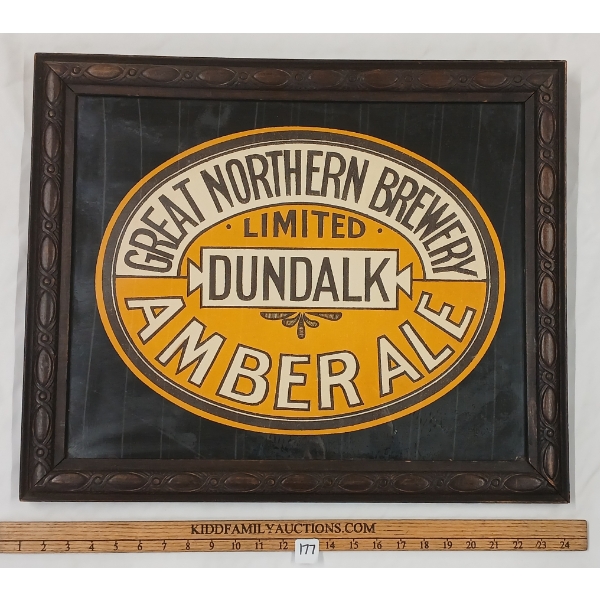 AMBER ALE GREAT NORHTERN BREWERY DUNDALK FRAMED SIGN