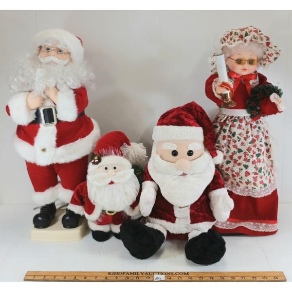 LOT OF 4 - CHRISTMAS DISPLAY FIGURES - INCL MR & MRS CLAUS