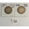 Image 1 : LOT OF 2 - 1882 & 1888 NEWFOUNDLAND 50 CENT SILVER COINS