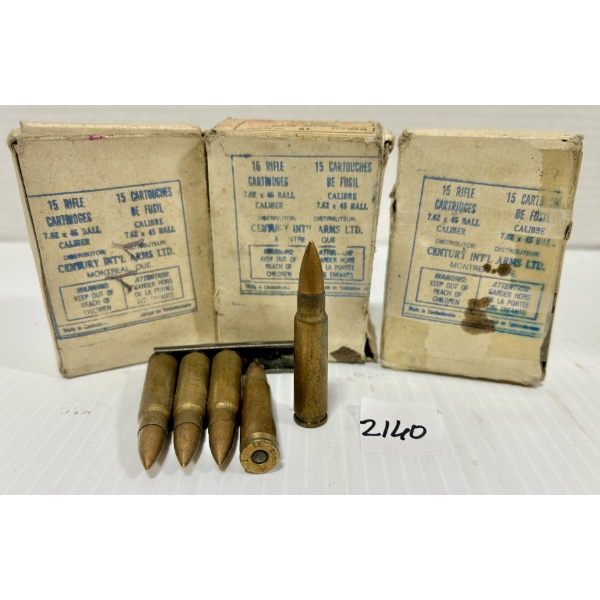 AMMO: 45X 7.62X45 MM - MILITARY FMJ - ON CLIPS