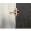 Image 3 : 18K WHITE GOLD RING W/ RUBY & DIAMOND FLOWER