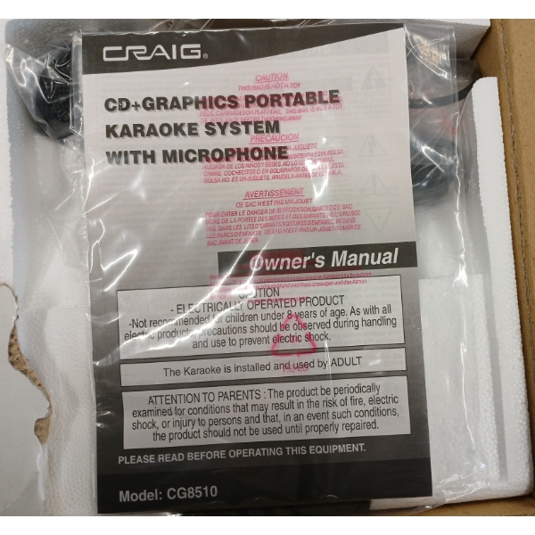 CRAIG PORTABLE CD KARAOKE SYSTEM - NIB