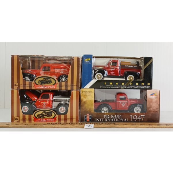 LOT OF 4 - GOLDEN WHEEL & LIBERTY CLASSICS DIECAST MODELS & BANKS - INCL 1947 INTERNATIONAL PICKUP