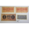 Image 1 : LOT OF 4 - WWII ERA GERMAN BANKNOTES