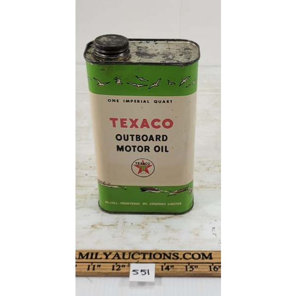 TEXACO OUTBOARD MOTOR OIL QT CAN