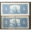 Image 2 : LOT OF 2 - 1937 CDN $5 BANKNOTES