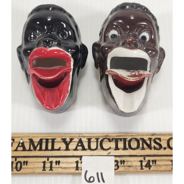 LOT OF 2 - BLACK AMERICANA CERAMIC SMOKERS