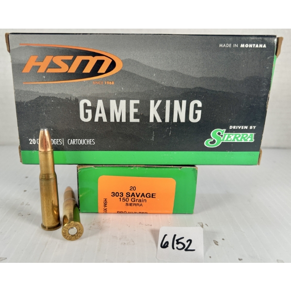 AMMO: 40X HSM .303 SAVAGE - 150 GR SP