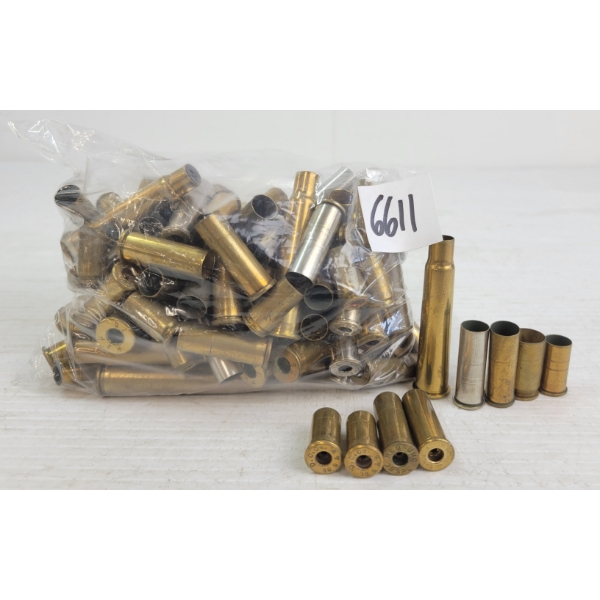 BRASS: APPROX 120X MIXED - INCL HXP 75, .38SPL, ETC - ONCE FIRED