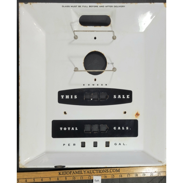 BOWSER PORCELAIN GAS PUMP FACE PART