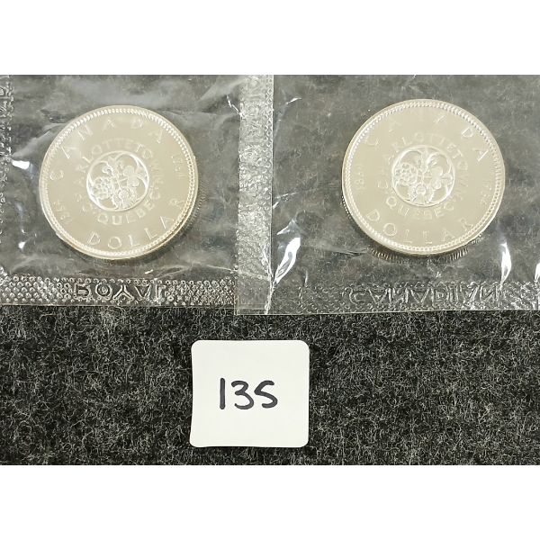  LOT OF 2 - 1964 CDN SILVER DOLLARS - CHARLOTTETOWN