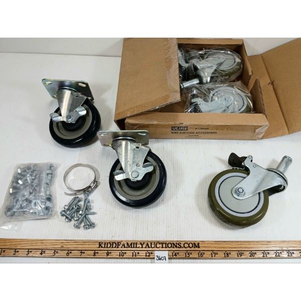 LOT OF 6 - WHEELS ON CASTERS - 5IN DIA
