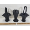 Image 2 : LOT OF 3 - BLACK SATIN GLASSWARE - VASE AND BASKETS