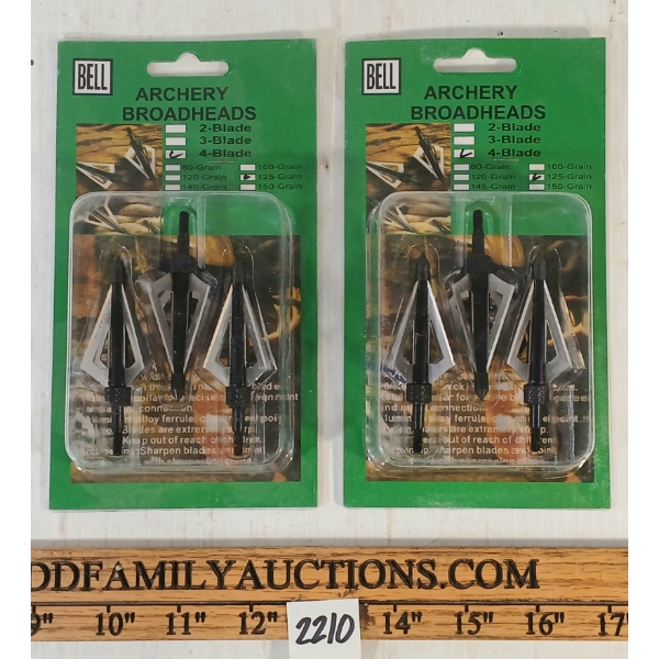 LOT OF 2 - BELL ARCHERY BROADHEAD SETS - 4 BLADE & 125GR