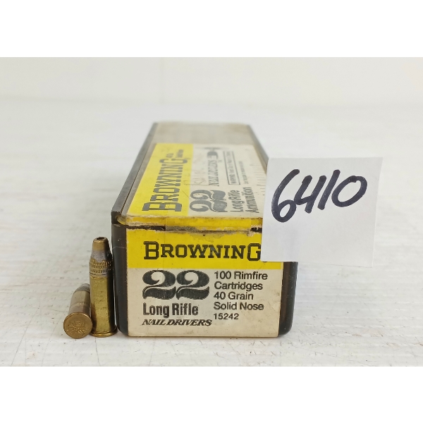 AMMO: 100X BROWNING .22LR - 40GR - SN - NAIL DRIVERS