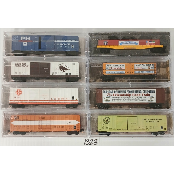 LOT OF 8 - MICRO TRAINS - ASHTABULA, MCCLOUD RIVER, SIERRA RAILROAD, PORT HUDSON & DETROIT, ETC