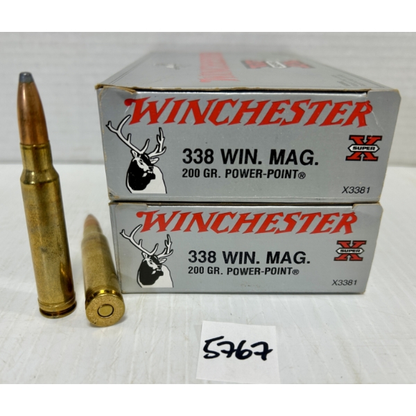 AMMO: 34X LIVE & 6X BRASS WINCHESTER .338 WIN MAG - 200 GR SP