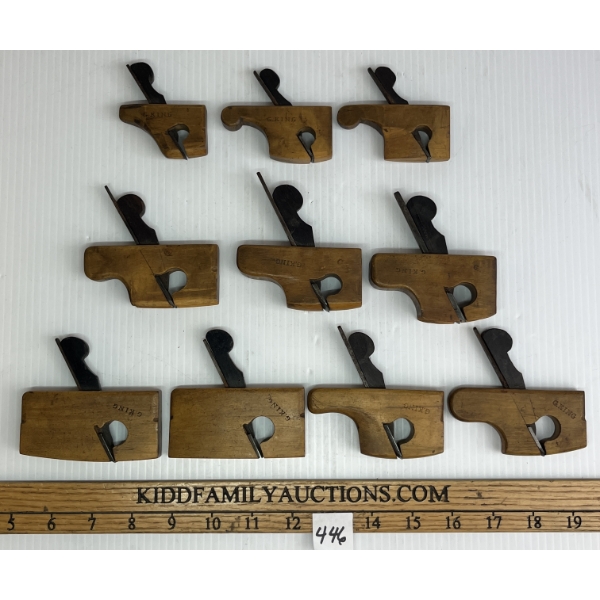 MATCHED SET OF 10 BOXWOOD MINIATURE PLANES W/ ROSEWOOD WEDGES