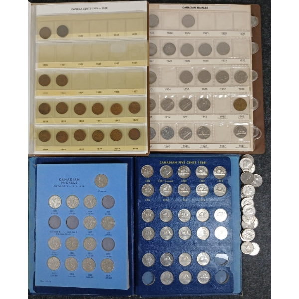 QTY OF 1922-1995 CDN 1 & 5 CENT COINS