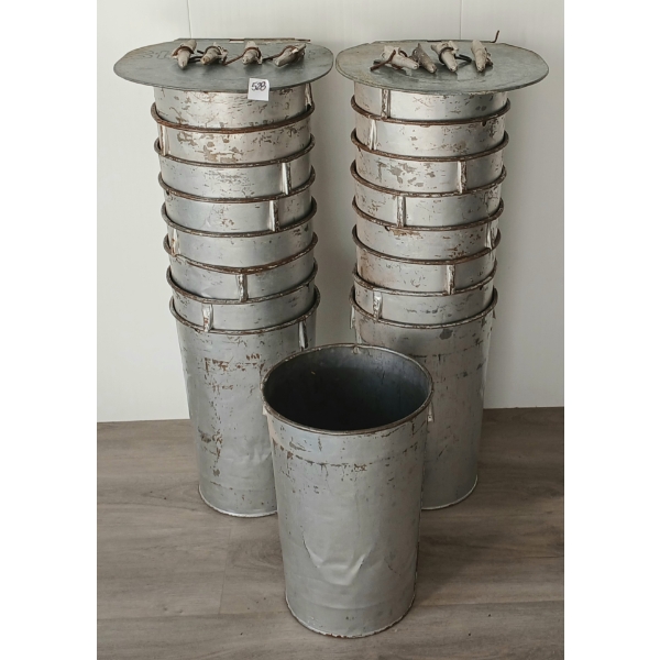 LOT OF 27 - METAL MAPLE SYRUP PAILS, SPOUTS & LIDS