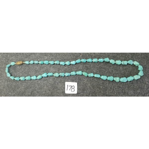 TURQUOISE STONE NECKLACE W/ STERLING CLASP
