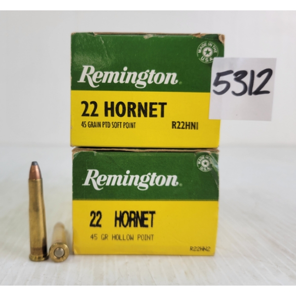 AMMO: 84X REMINGTON .22HORNET - 45GR - HP