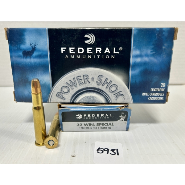 AMMO / BRASS: 37X FEDERAL .32 SPL LIVE - 170 GR. - 3X BRASS