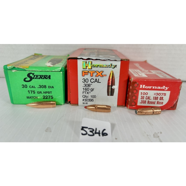 BULLETS: APPROX 270X MIXED .30 CAL 175 GR, 160 G R & 180 GR