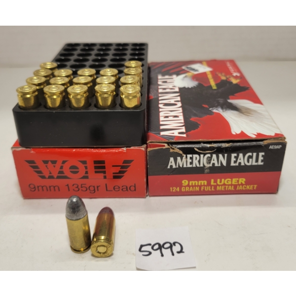 AMMO: 59X FEDERAL & WOLF 9MM LUGER - 124 & 135GR - FMJ 