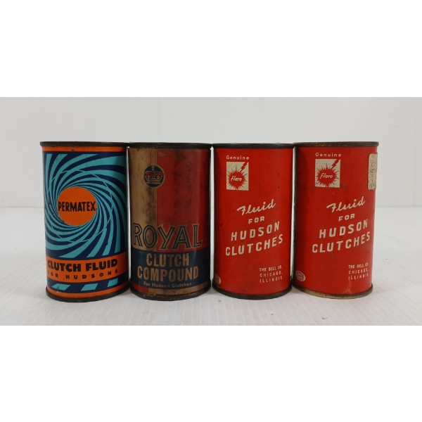 LOT OF 4 - HUDSON CLUTCH FLUID 6OZ CANS - INCL ROYAL, PERMATEX & FLARE
