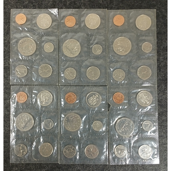 LOT OF 6 - 1977 CDN UNCIRCULATED PROOF SETS