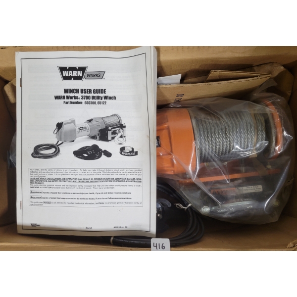 WARN WORKS 3700LBS UTILITY WINCH - AS NEW