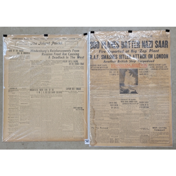 LOT OF 2 - 1917 THE ISLAND PATRIOT & 1939 TORONTO DAILY STAR NEWS ARTICLES