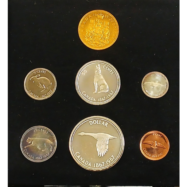 1967 CDN CENTENNIAL 22KT GOLD & SILVER PROOF SET