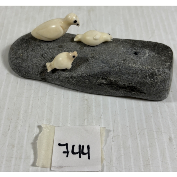 SUNNING BIRDS & SEAL PUPS BY UNKNOWN ARTIST - BONE & STONE