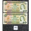 Image 1 : LOT OF 2 - 1969 CDN $20 BANKNOTES