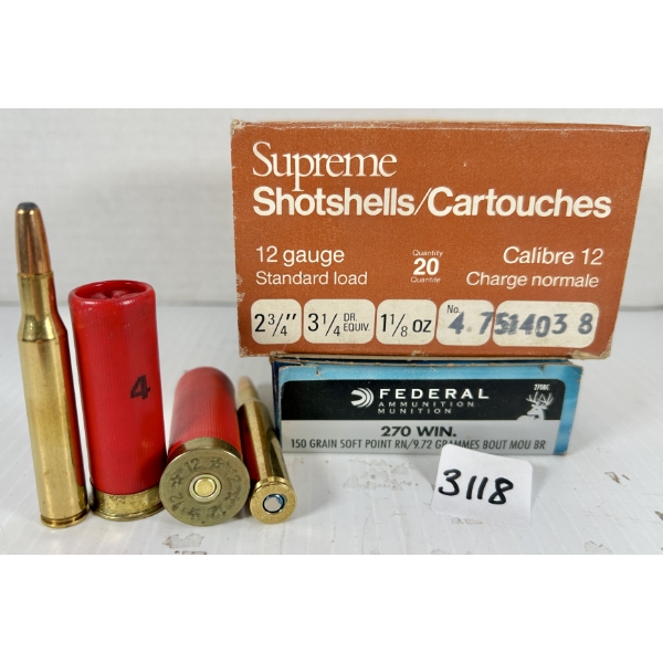AMMO: 19X FED .270 WIN 150 GR SP & 20X 12 GA 2-3/4 IN - #4