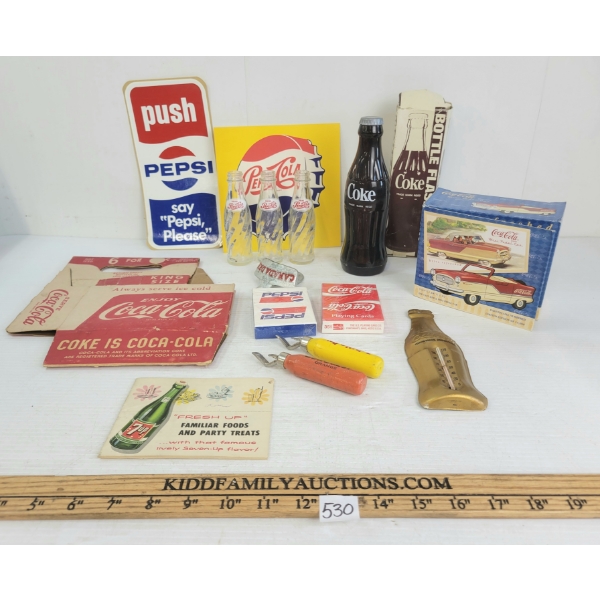 JOB LOT - SODA BRAND MEMORABILIA - INCL COCA-COLA, PEPSI, 7-UP & SUNCREST