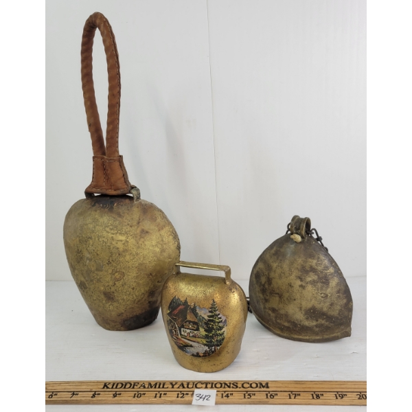 LOT OF 3 - BRASS SWISS CATTLE BELLS