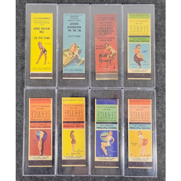 LOT OF 8 - PIN-UP ADVERTISING MATCHBOOK PACKAGES - CHICAGO MATCH, ETC
